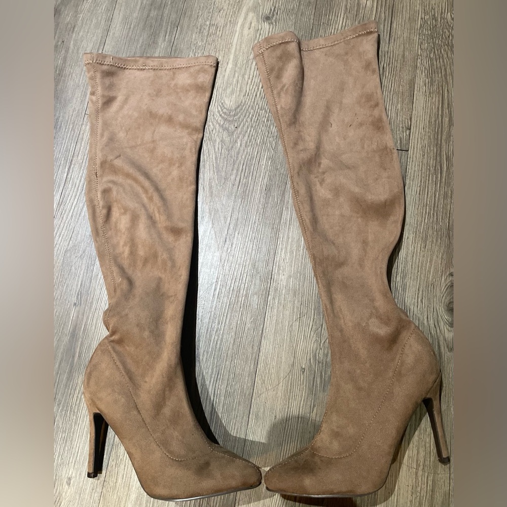 Suede thigh high boots